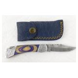 New Custom Damascus Folding Pocket Knife with