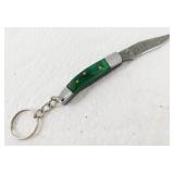 New Mini Custom Damascus Pocket Knife with Green