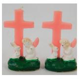 Vintage Gurley Pair of Easter Candles with Pink