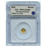 2026 1/500 oz Gold Round ICG PR70 DCAM