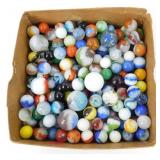 Large Assortment Box of Vintage Glass Marbles in