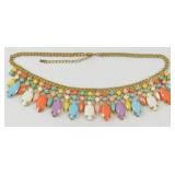 Vintage Gold-Tone Multi-Color Pastel Rhinestone
