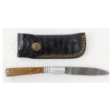 New Custom Damascus Folding Knife with Wooden