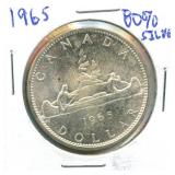 1965 Canada $1 Silver Coin, 23.3-grams 80% ASW =