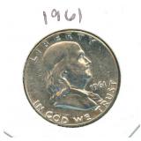 1961 Franklin 90% Silver Half Dollar Coin