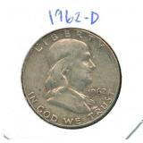 1962-D Franklin 90% Silver Half Dollar Coin