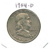 1954-D Franklin 90% Silver Half Dollar Coin