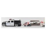 Toy Police Car & a Hot Wheels Car Hauler Semi