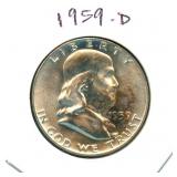 1959-D Franklin Uncirculated Silver Half Dollar