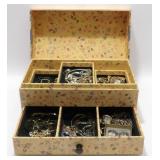 Vintage Jewelry Box Filled with Necklaces,