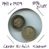 1941 & 1929 Sixpence 50% Silver Coins - Great