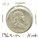 1963-D Franklin Silver Half Dollar