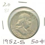 1952-S Franklin Silver Half Dollar