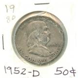 1952-D Franklin Silver Half Dollar
