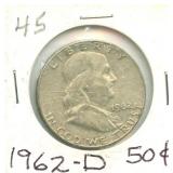 1962-D Franklin Silver Half Dollar