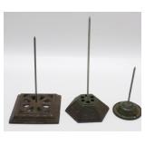 Three (3) Cast Base Old Receipt Holders - Ornate