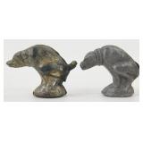 2 Rare Cast Metal Vintage 'Firework' Pooping Dogs