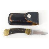 Vintage Buck USA 112 Lock Blade Knife with Sheath