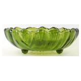 * Indiana Glass Avocado Green 3-Footed Fruit Bowl
