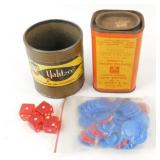 Antique Yahtzee, Chips & Poison Peanut Can