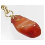 Banded Orange Agate Pendant Necklace