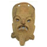 * Vintage Terracotta Wall Mask, Folk Art Scary