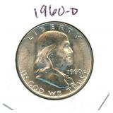 1960-D Franklin Uncirculated Silver Half Dollar