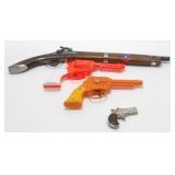 4 Old Cap Guns - 2 Plastic & 2 Metal