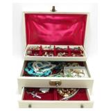 Vintage Jewelry Box with Key - Filled with Rings,
