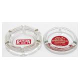 * Two (2) Old Heavy Glass Ashtrays - Ramada Inn