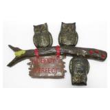 * Vintage Chalkware Owls 'Nobody's Perfect' Wall