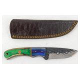 New Custom Hand-Forged Skinner Knife with Green &