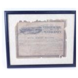 Antique Framed White Sewing Machine Warranty