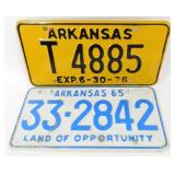 Group of Two Vintage Arkansas License Plates -