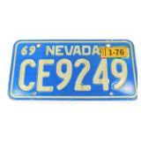 Vintage 1969 Nevada License Plate with 1976