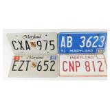 Group of Four Vintage Maryland License Plates -