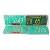 Group of Four Vintage Kansas 1970 License Plates