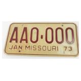 Vintage 1973 Missouri License Plate (Jan 1973,