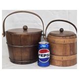 2 Wood buckets with custimized lids look at