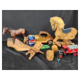 Wood car, wood puzzle toy, shoe mold. Wood yo yo,