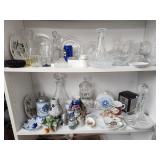 Pressed glass, captains decanters, plates,