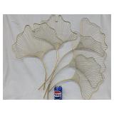 3-D Wall sculpture Ginkgo plant goldtone metal