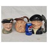 3 Vintage Royal Doulton Character Toby Jugs