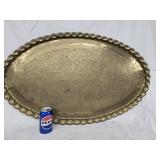 Oval Copper tray  hammered and chased look at