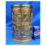 Peerage Brass waste can with embossed Coat if