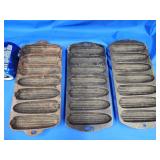 3 cast iron corn muffin pans.  1 Wagner. 1 Lodge
