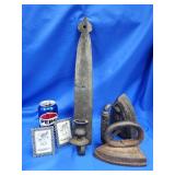 Strap hinge made into candle wall sconce,  2