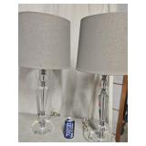 Pair Crystal Glass Stick Table lamps look at