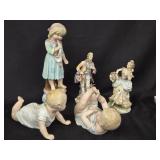 5 Bisque Figurines- Pair German  Bisque Piano