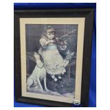 Print  Girl playing Violin with Jack Russell look